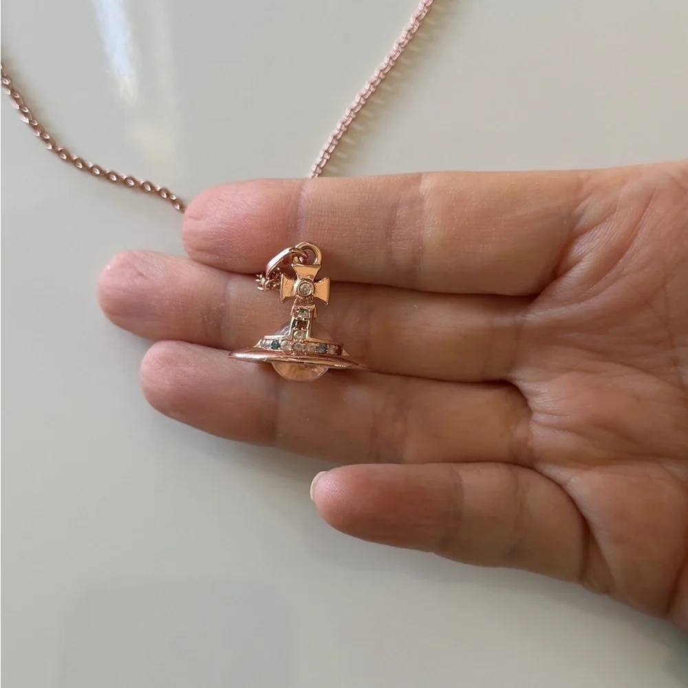Vivienne Westwood Rose Gold Orb Pendant with Crystal Accents - Picture 5 of 5